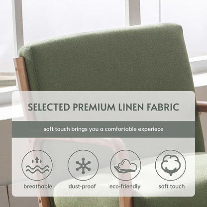 ANJ ANJHOME Mid Century Modern Accent Chairs Set of 2, Comfy Fabric Reading Chair with Solid Wood Frame, Easy Assembly Armchair for Living Room Blackish Green 2
