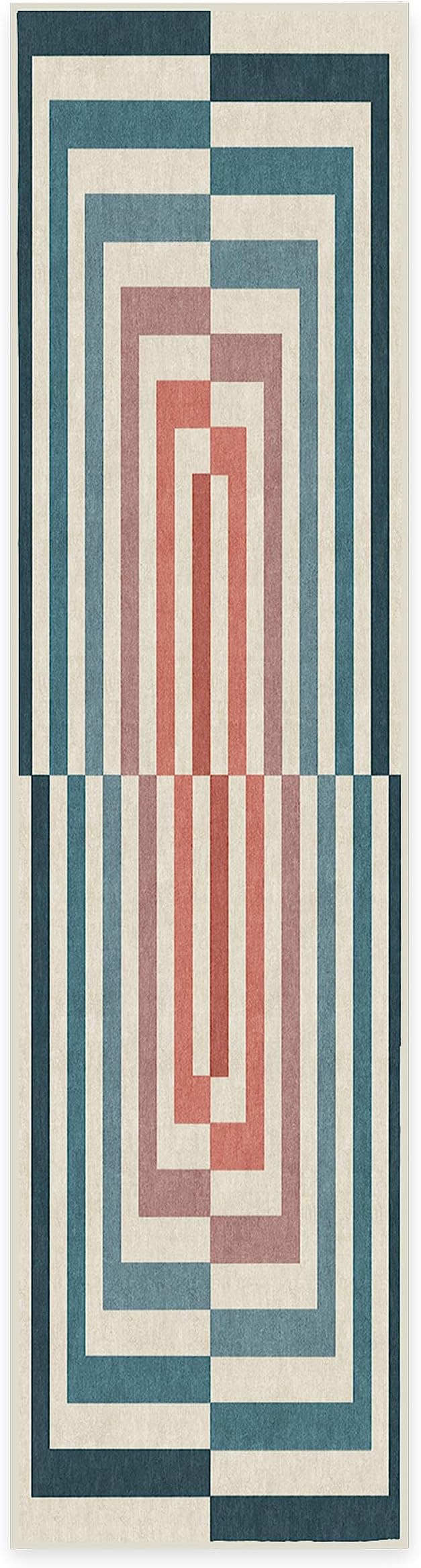 RUGGABLE x Jonathan Adler Machine Washable Modern Runner Rug – Op Art Teal 2.5x10, Stain-Resistant, Non-Slip – Washable Rug for Hallway, Entryway, Living Room & Kitchen–with Cushioned Pad