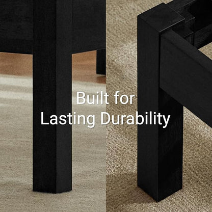 LIFEMENT Classic Wood Platform Bed Frame, Essential, Noise Free, Under Bed Storage, No Box Spring Needed, Easy Assembly (Black, Queen (U.S. Standard))
