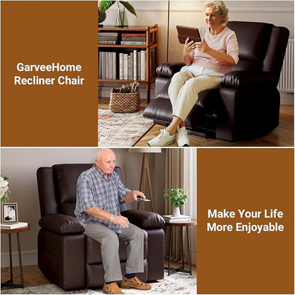 PU Leather Electric Power Lift Chair, Recliner Massage Chair with Remote Control and Side Pocket for Elderly, Power Lift Recliner Sofa with Heat and Massage for Living Room, Bedroom, Brown