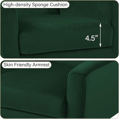 Accent Chair, Modern Velvet Arm Chair for Living Room, Bedroom, Comfy High-Resilient Sponge Reading Chair for Small Spaces （Velvet Retro Green, Set of 1
