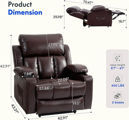 FLEXISPOT XL31-XL Oversized Power Lift Recliner Chair for Elderly, 27.4" Extra Wide Lay Flat Lift Chair with Massage & Heat, Dual Motor Electric Reclining Sofa for Big and Tall(Oversized, Pecan)