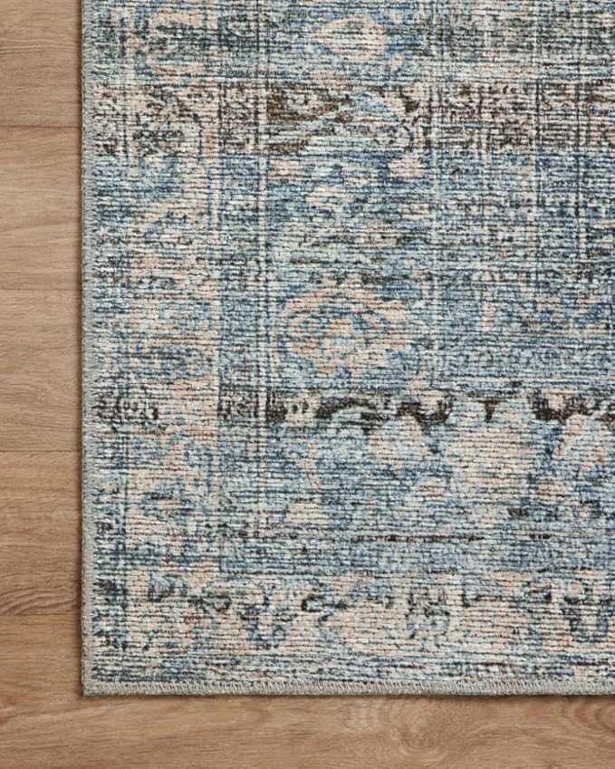 Loloi Amber Lewis Billie Collection BIL-05 Denim/Blush 7'-6" x 9'-6", 0.19" Thick Area Rug