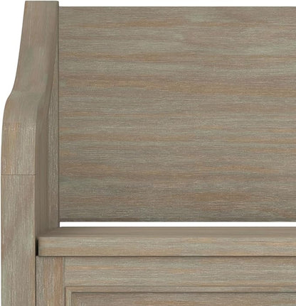 SIMPLIHOME Connaught SOLID WOOD 42 inch Wide Traditional Entryway Storage Bench in Distressed Grey for the Living Room, Entryway and Family Room