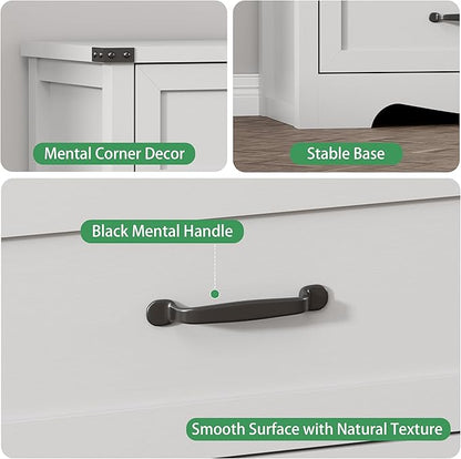 Dresser for Bedroom with 6 Drawers, 48" Wide Modern Chest of Drawers with Deep Drawers & Mental Handle, Wood Dresser TV Stand, Wooden Closet Storage Organizer for Living Room, Hallway, Entryway, White