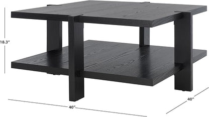 SAFAVIEH Couture Collection Quigley Black 2-Tier Square Coffee Table, Ideal for Living Room, Office, Bedroom