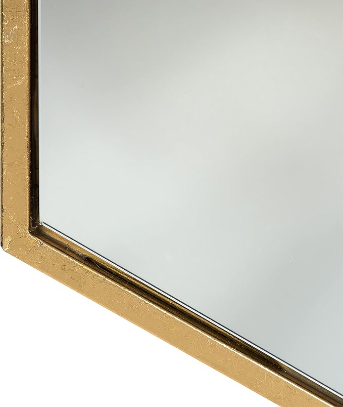 Kate and Laurel McNeer Hexagon Metal Frame Wall Mirror with Gold Finish for Bathrooms, Entryways, Bedrooms, and More, 31 x 22-inches