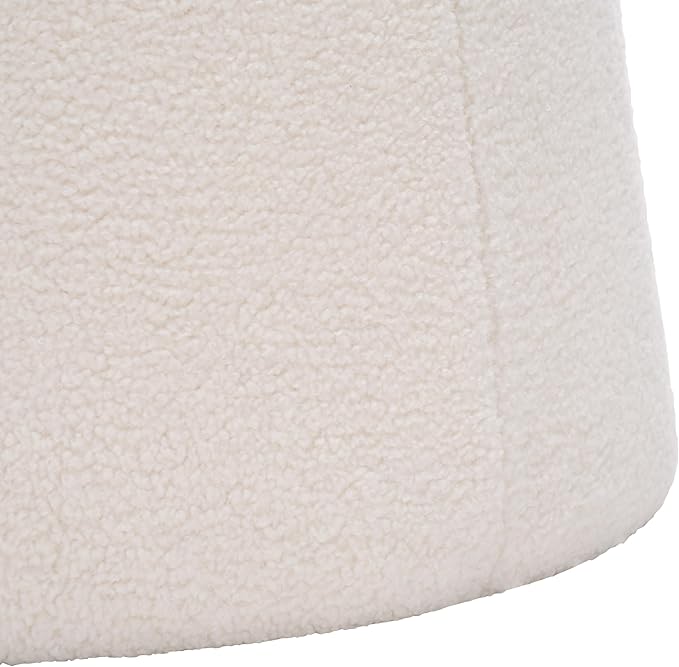 SAFAVIEH Home Collection Liesel Ivory Sherpa Wide Flared Ottoman (Fully Assembled)