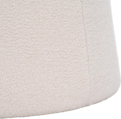 SAFAVIEH Home Collection Liesel Ivory Sherpa Wide Flared Ottoman (Fully Assembled)