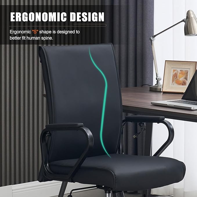 Okeysen Office Desk Chair, Ergonomic Leather Modern Conference Room Chairs, Executive Height Adjustable Swivel Rolling Chair for Home Office.