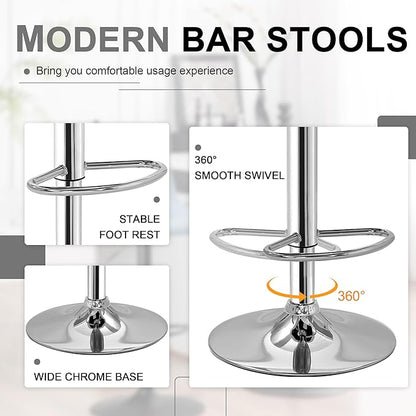 VECELO Bar Stools Set of 4, Adjustable Bar Stools, Bar Height Stools for Kitchen Counter