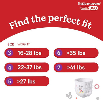 Huggies Size 5 Baby Diapers, Little Movers HuggFit 360° Baby Diapers with 360° Waistband, Size 5 (27+ lbs), 56 Count, Packaging May Vary
