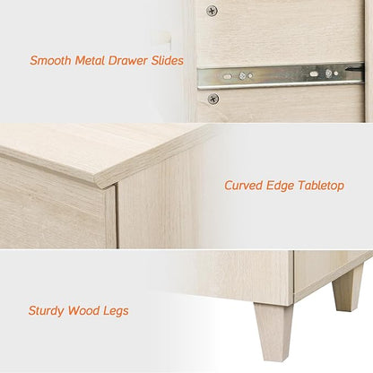 WAMPAT 3-Drawer Kids Dresser for Bedroom, Modern Small Chest of Drawers with Gold Knobs, 35 Inch Wide Light Oak Wood Children Dresser for Baby Room, Nursery, Living Room