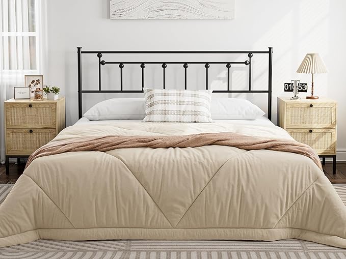Metal Full Size Headboard - Victorian Farmhouse Style, Easy Assembly, Steel Headboard Only for Bedroom - Black