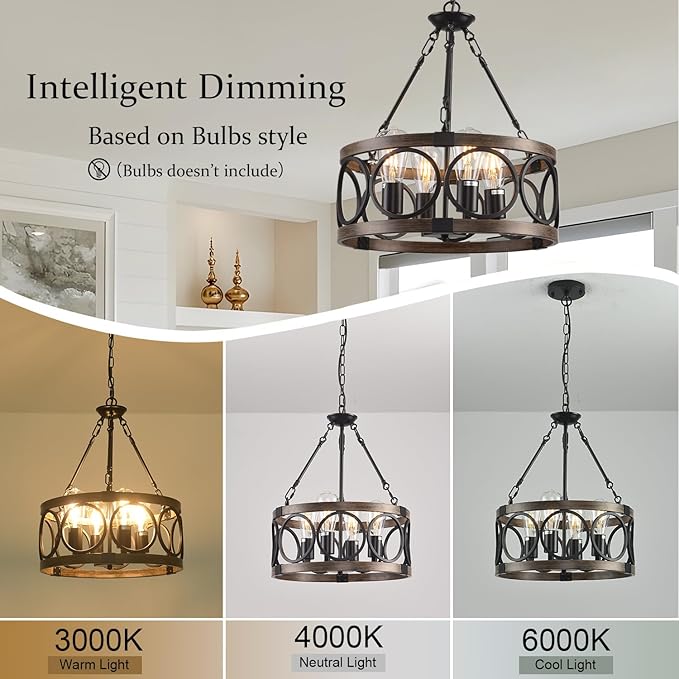 Light Fixtures Ceiling Mount Kitchen, 4 Light Black Semi Flush Mount Ceiling Light Fixture,Modern Dining Room Chandelier Over Table,Vintage Farmhouse Chandelier for Dining Room