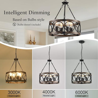Light Fixtures Ceiling Mount Kitchen, 4 Light Black Semi Flush Mount Ceiling Light Fixture,Modern Dining Room Chandelier Over Table,Vintage Farmhouse Chandelier for Dining Room