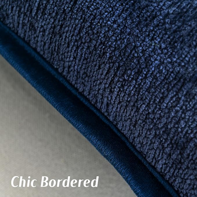 FUTEI Navy Blue Chenille Throw Pillow Covers 22x22 Inch Set of 2,Soft Cozy Bound Edge Design Cushion Case,Home Decor for Couch Bed Living Room