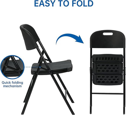 40 Pack Thicker 800 LBS Black Folding Chairs, Commercial Grade Folding Chair, Foldable Chairs for Events