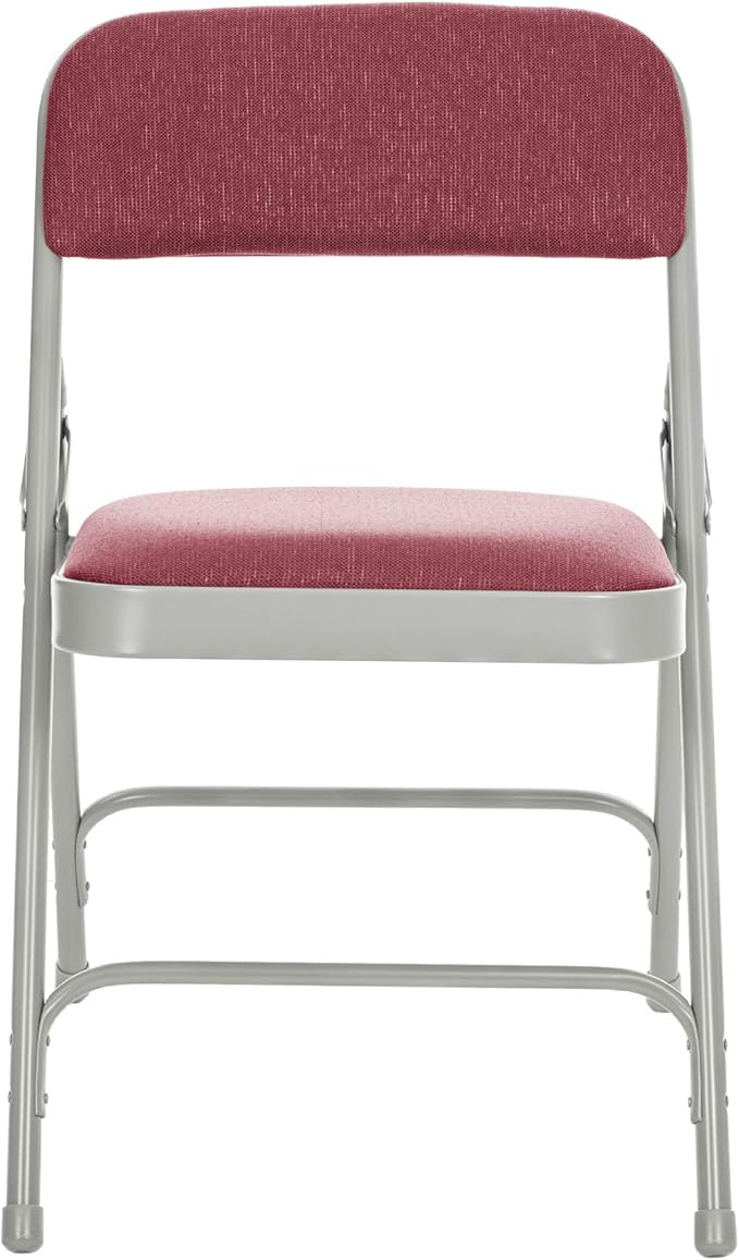OEF Furnishings OEF2200 Series Heavy-Duty Premium Fabric Padded Upholstery Double-Hinged Folding Chairs (4-Pack, Crimson Red/Gray)