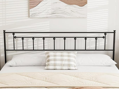 Metal King Size Headboard - Adjustable Height - Victorian Farmhouse Style, Easy Assembly, Attach Frame, Steel King Headboard Only for Bedroom - Black