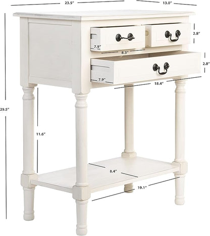 SAFAVIEH Home Collection Primrose White 3-Drawer Console Table
