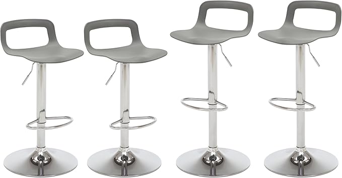 NOBPEINT NOB Contemporary Chrome Air Lift Adjustable Swivel Bar Stool (6 Pieces, Gray)