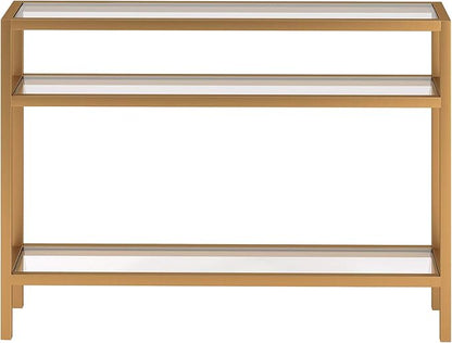 Henn&Hart 42" Wide Rectangular Console Table in Brass, Entryway Table, Accent Table for Living Room, Hallway