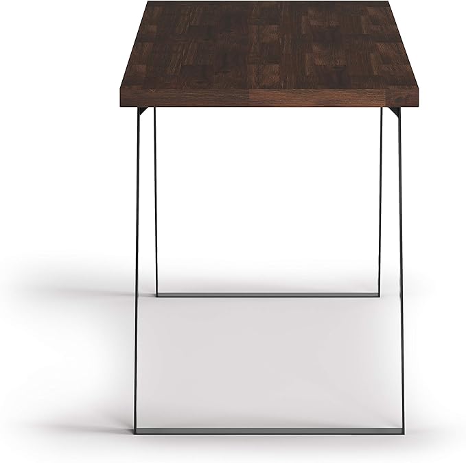 SIMPLIHOME Lowry SOLID WOOD and Metal Modern Industrial 54 inch Wide Home Office Desk, Writing Table, Workstation, Study Table Furniture in Distressed Charcoal Brown
