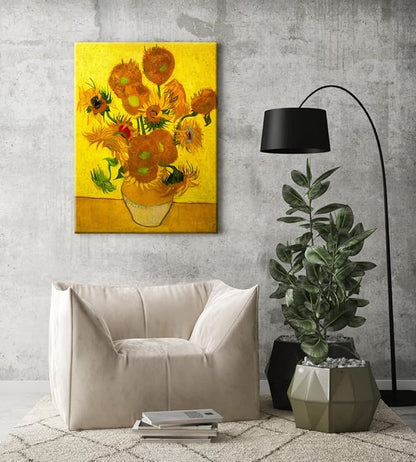 Wieco Art Large Canvas Wall Art Vase with Fifteen Sunflowers by Van Gogh Classic Oil Paintings Abstract Flowers Canvas Prints for Home Decor Floral Picture Artwork for Living Room Decor