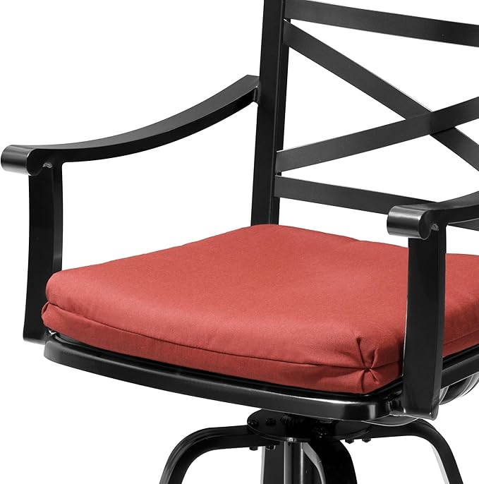 Pellebant 30" Sunbrella Outdoor Bar Stools Set of 6, Aluminum Swivel Patio Bar Height Bar Stools with Back & Footrest, for Deck Lawn Garden(Red)
