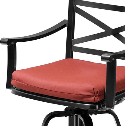 Pellebant 30" Sunbrella Outdoor Bar Stools Set of 6, Aluminum Swivel Patio Bar Height Bar Stools with Back & Footrest, for Deck Lawn Garden(Red)