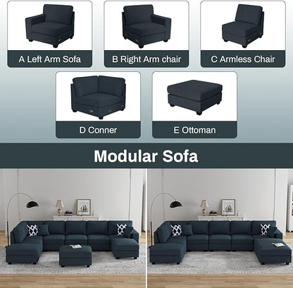 Legend Vansen Modular Sectional Sofa U Shaped Couch with Ottoman Modern Reversible Corner Sectional Couch for Living Room (Charcoal, U Shaped Sofa-4)