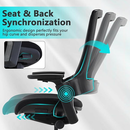 CLATINA Swivel Executive Computer Chair with 3D Armrest and Lumbar Support, Adjustable Ergonomic Fabric Backrest Task Chair for Home Office Conference Room
