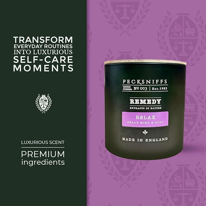 Pecksniff's Relax Candle - 3 Wick, 19.4 oz, 550g - Long-Lasting RelaxFragrance - Soothing Ambiance for Home Decor - Elegant Dark Green Design
