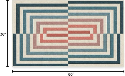 RUGGABLE x Jonathan Adler Washable Modern Area Rug – Op Art Teal 3x5, Stain-Resistant, Non-Slip – Small Machine Washable Rugs for Living Room, Bedroom, Hallway, Entryway & Office–with Cushioned Pad