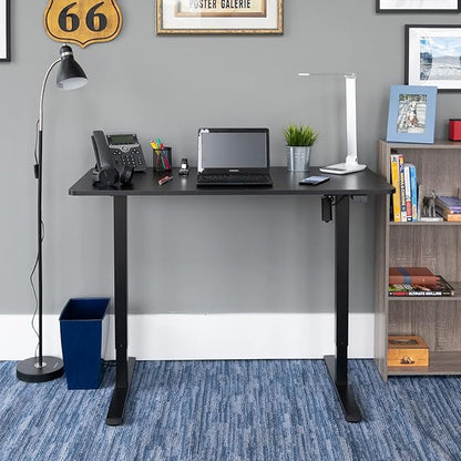 Stand Up Desk Store Electric Compact Standing Desk (Black Frame/Matte Black Top, 48” Wide)