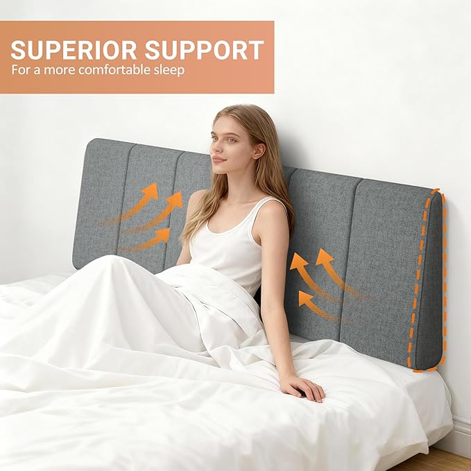 Queen Size Headboard Only-No Assembly, Upholstered Headboard Queen Size Linen Fabric Modern Style Headboards for Adjustable Bed Extra-Thick, Dark Gray