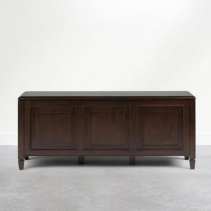 SIMPLIHOME Connaught Entryway Storage Bench - 51 inch Wide Solid Wood Storage Trunk Seat in Dark Kona Brown, Traditional Bench for Entryway or Living Room with Lift-Up Lid and Decorative Moulding