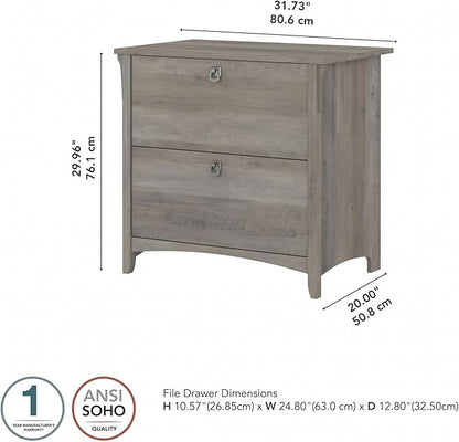 Bush Furniture Salinas 2 Drawer Lateral File Cabinet in Driftwood Gray, Home Office Storage Solution, Organizer with Drawers for Workspace, Filing Unit