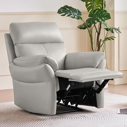 AIRSKY Genuine Leather Recliner Chair, Top Grain Leather, Italian Water-Washing Process, Living Room Chair with Lumbar Support,for Theater Seating, Bedroom. R1, Grey
