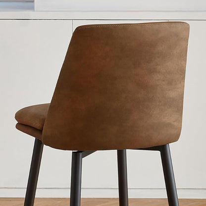 Coffee Counter Height Bar Stools Set of 3, 26 Inch Seat Height with Back and Metal Legs, 360° Swivel Upholstered Faux Leather Swivel Bar Stools