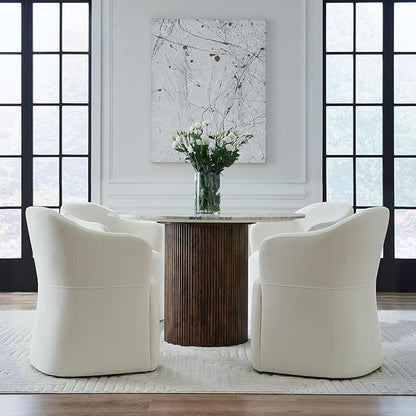 Liberty Furniture Accent Dining Chairs with Castors - Squared Arm - Ivory Upholstry - Set of Four