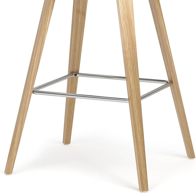 SIMPLIHOME Randolph Counter Stools (Set of 2) - 28 Inch Seat Height Upholstered Bentwood Kitchen Seats in Aqua Blue Polyester Linen Fabric, Mid Century Seating with Curved Backrest and Footrest