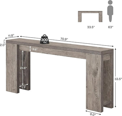 Tribesigns 70.9-Inch Long Console Table, Farmhouse Wooden Entryway Sofa Table Behind Couch, Narrow Entry Console for Living Room, Hallway, Entrance, Foyer, Grey