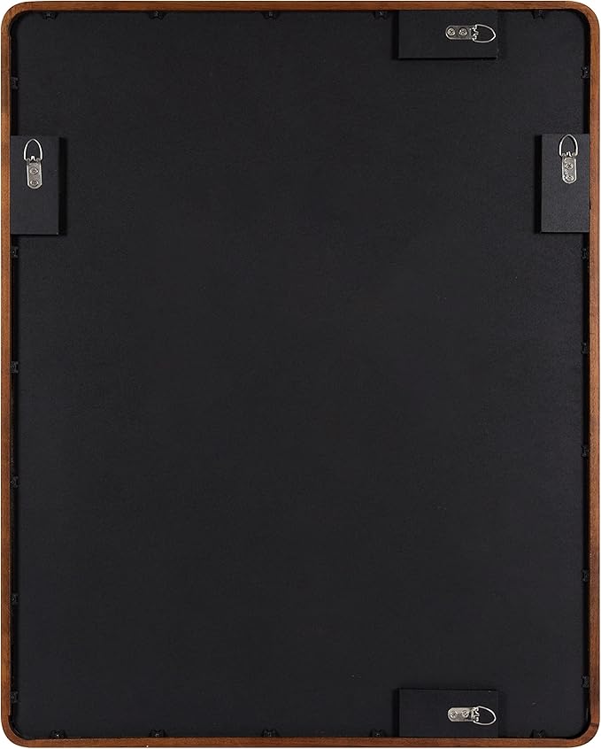 Kate and Laurel McLean Modern Wood Framed Rounded Rectangle Wall Mirror; 24 x 30; Walnut Brown; Decorative Round Rectangular Mirror for Contemporary Wall Decor