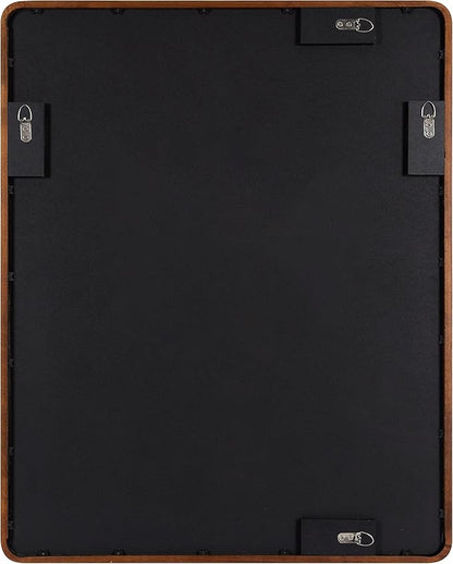 Kate and Laurel McLean Modern Wood Framed Rounded Rectangle Wall Mirror; 24 x 30; Walnut Brown; Decorative Round Rectangular Mirror for Contemporary Wall Decor