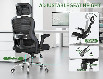Ergonomic Office Chair: 400LBS Computer Desk Chair Comfy-Black Big and Tall Office Chair with Lumbar Support & Headrest-Gaming Chairs for Adults-Executive Office Rolling Chairs for Home Work