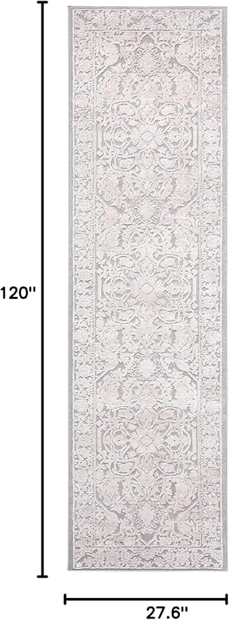 SAFAVIEH Reflection Collection Runner Rug - 2'3" x 10', Light Grey & Cream, Non-Shedding & Easy Cleaning, Ideal for Living Room, Bedroom (RFT665C)