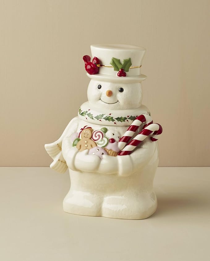 Lenox 896362 Happy Holly Days Snowman Cookie Jar, Christmas & Holiday Decor