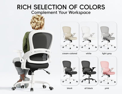 TRALT Beige Gaming Chair - Ergonomic Office Chair with Back Support, Home Office Desk Chairs, Computer Chair, 330lbs Wide Seat Big and Tall Office Chair for Professionals (White Black)